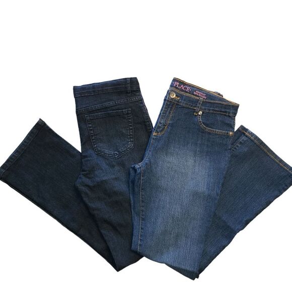 2 pair The Children's Place denim jeans,  bootcut girls size 14 plus - Picture 1 of 8